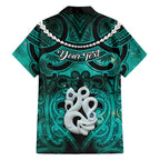 Personalised Maori Matariki Manaia Turquoise Family Matching Off Shoulder Maxi Dress and Hawaiian Shirt Maori Kowhaiwhai Pattern Galaxy