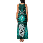 Personalised Maori Matariki Manaia Turquoise Family Matching Tank Maxi Dress and Hawaiian Shirt Maori Kowhaiwhai Pattern Galaxy