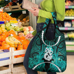 Maori Matariki Manaia Turquoise Grocery Bag Maori Kowhaiwhai Pattern Galaxy