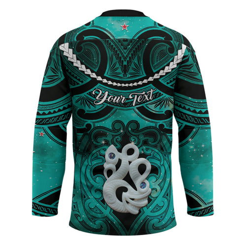 Personalised Maori Matariki Manaia Turquoise Hockey Jersey Maori Kowhaiwhai Pattern Galaxy