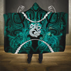 Maori Matariki Manaia Turquoise Hooded Blanket Maori Kowhaiwhai Pattern Galaxy