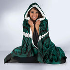 Maori Matariki Manaia Turquoise Hooded Blanket Maori Kowhaiwhai Pattern Galaxy