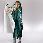 Maori Matariki Manaia Turquoise Hooded Blanket Maori Kowhaiwhai Pattern Galaxy