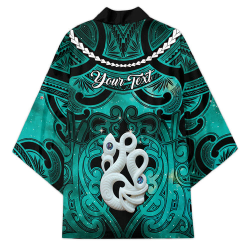 Personalised Maori Matariki Manaia Turquoise Kimono Maori Kowhaiwhai Pattern Galaxy