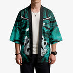 Personalised Maori Matariki Manaia Turquoise Kimono Maori Kowhaiwhai Pattern Galaxy