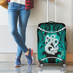 Maori Matariki Manaia Turquoise Luggage Cover Maori Kowhaiwhai Pattern Galaxy