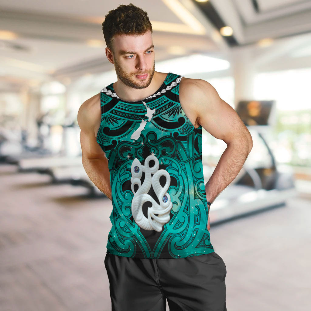 Personalised Maori Matariki Manaia Turquoise Men Tank Top Maori Kowhaiwhai Pattern Galaxy