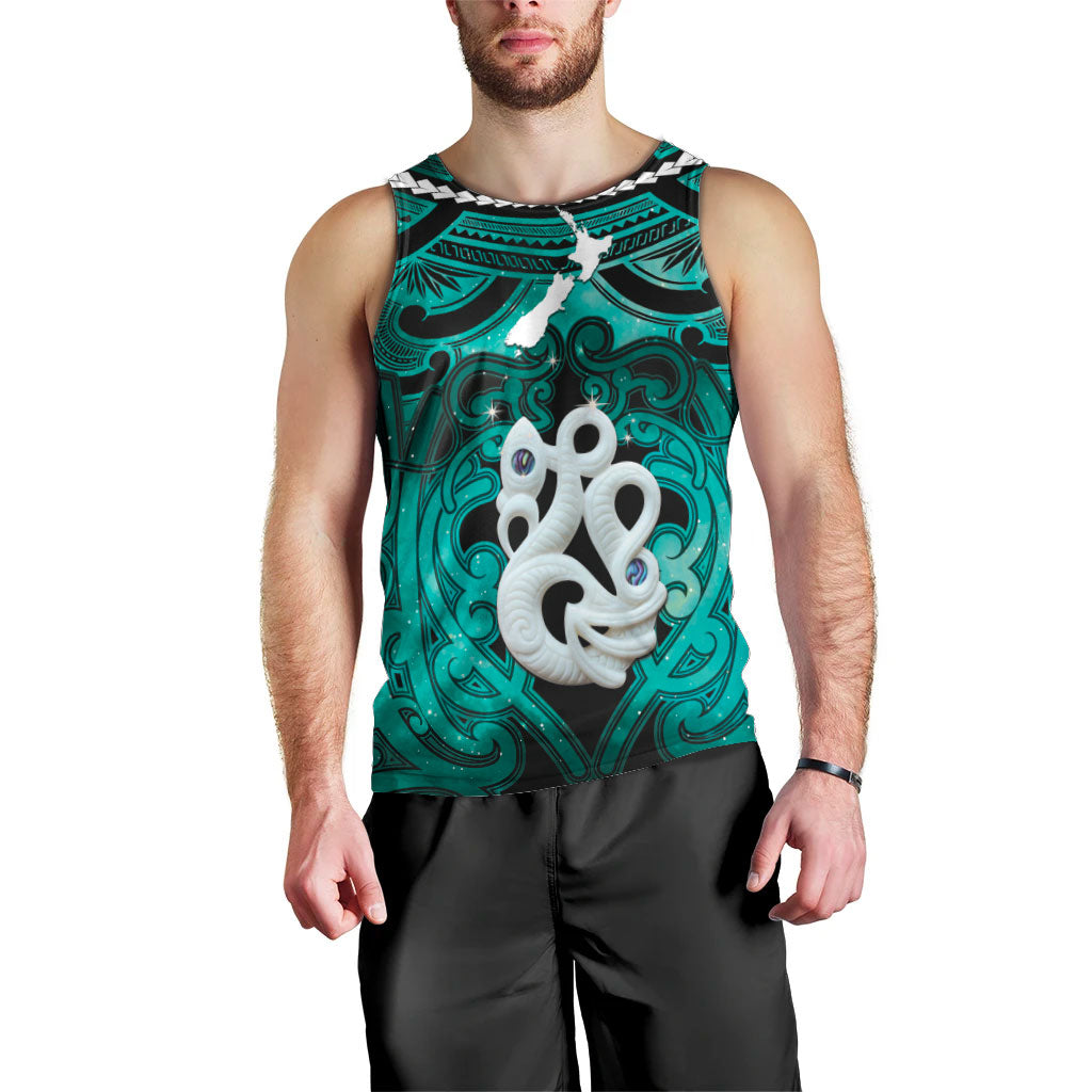 Personalised Maori Matariki Manaia Turquoise Men Tank Top Maori Kowhaiwhai Pattern Galaxy