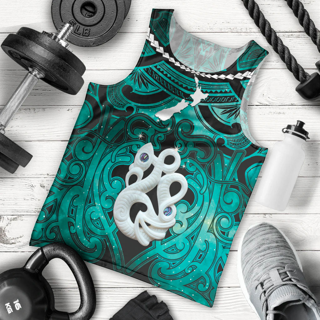 Personalised Maori Matariki Manaia Turquoise Men Tank Top Maori Kowhaiwhai Pattern Galaxy