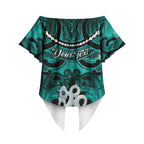 Personalised Maori Matariki Manaia Turquoise Off Shoulder Wrap Waist Top Maori Kowhaiwhai Pattern Galaxy