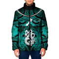 Personalised Maori Matariki Manaia Turquoise Padded Jacket Maori Kowhaiwhai Pattern Galaxy
