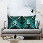 Maori Matariki Manaia Turquoise Pillow Cover Maori Kowhaiwhai Pattern Galaxy