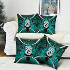 Maori Matariki Manaia Turquoise Pillow Cover Maori Kowhaiwhai Pattern Galaxy