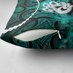 Maori Matariki Manaia Turquoise Pillow Cover Maori Kowhaiwhai Pattern Galaxy