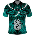 Personalised Maori Matariki Manaia Turquoise Polo Shirt Maori Kowhaiwhai Pattern Galaxy
