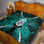 Maori Matariki Manaia Turquoise Quilt Maori Kowhaiwhai Pattern Galaxy