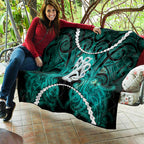 Maori Matariki Manaia Turquoise Quilt Maori Kowhaiwhai Pattern Galaxy