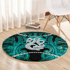 Maori Matariki Manaia Turquoise Round Carpet Maori Kowhaiwhai Pattern Galaxy