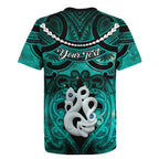 Personalised Maori Matariki Manaia Turquoise Rugby Jersey Maori Kowhaiwhai Pattern Galaxy