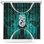 Maori Matariki Manaia Turquoise Shower Curtain Maori Kowhaiwhai Pattern Galaxy