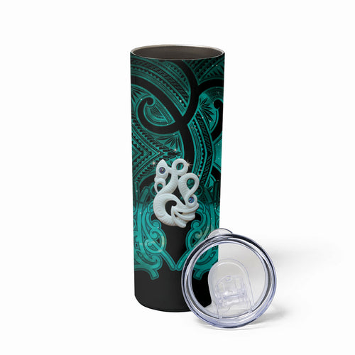 Personalised Maori Matariki Manaia Turquoise Skinny Tumbler Maori Kowhaiwhai Pattern Galaxy