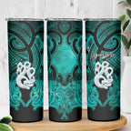 Personalised Maori Matariki Manaia Turquoise Skinny Tumbler Maori Kowhaiwhai Pattern Galaxy