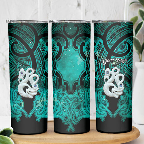 Personalised Maori Matariki Manaia Turquoise Skinny Tumbler Maori Kowhaiwhai Pattern Galaxy