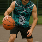 Personalised Maori Matariki Manaia Turquoise Sleeveless Hoodie Maori Kowhaiwhai Pattern Galaxy