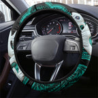 Maori Matariki Manaia Turquoise Steering Wheel Cover Maori Kowhaiwhai Pattern Galaxy
