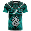 Personalised Maori Matariki Manaia Turquoise T Shirt Maori Kowhaiwhai Pattern Galaxy