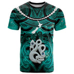 Personalised Maori Matariki Manaia Turquoise T Shirt Maori Kowhaiwhai Pattern Galaxy