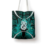 Maori Matariki Manaia Turquoise Tote Bag Maori Kowhaiwhai Pattern Galaxy