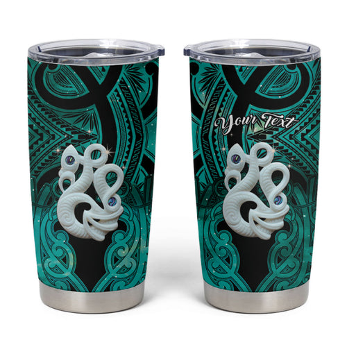 Personalised Maori Matariki Manaia Turquoise Tumbler Cup Maori Kowhaiwhai Pattern Galaxy