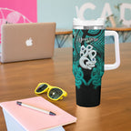 Personalised Maori Matariki Manaia Turquoise Tumbler With Handle Maori Kowhaiwhai Pattern Galaxy