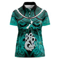 Personalised Maori Matariki Manaia Turquoise Women Polo Shirt Maori Kowhaiwhai Pattern Galaxy