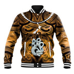Personalised Maori Matariki Manaia Kowhai Baseball Jacket Maori Kowhaiwhai Pattern Galaxy