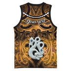 Personalised Maori Matariki Manaia Kowhai Basketball Jersey Maori Kowhaiwhai Pattern Galaxy