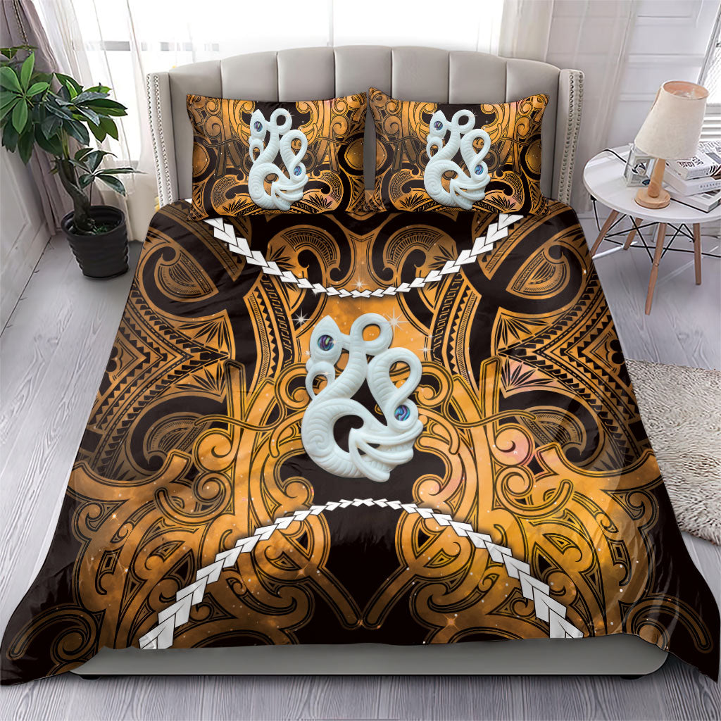Maori Matariki Manaia Kowhai Bedding Set Maori Kowhaiwhai Pattern Galaxy