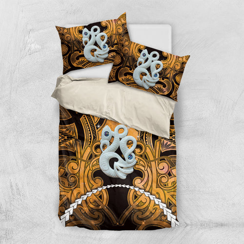 Maori Matariki Manaia Kowhai Bedding Set Maori Kowhaiwhai Pattern Galaxy