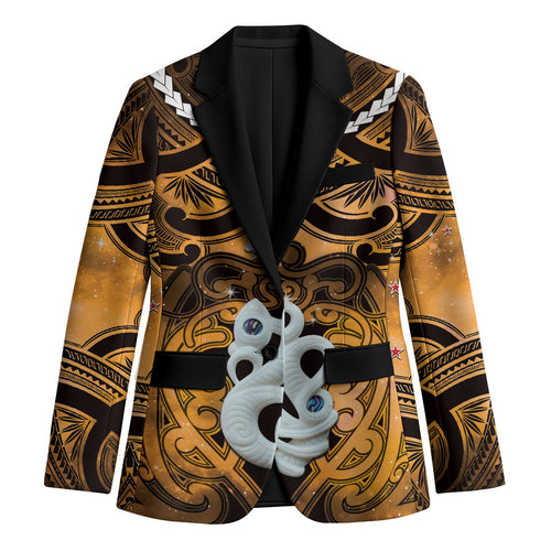 Personalised Maori Matariki Manaia Kowhai Blazer Maori Kowhaiwhai Pattern Galaxy