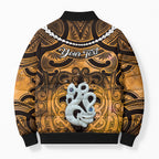 Personalised Maori Matariki Manaia Kowhai Bomber Puffer Jacket Maori Kowhaiwhai Pattern Galaxy