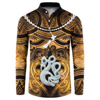 Personalised Maori Matariki Manaia Kowhai Button Sweatshirt Maori Kowhaiwhai Pattern Galaxy