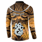 Personalised Maori Matariki Manaia Kowhai Button Sweatshirt Maori Kowhaiwhai Pattern Galaxy