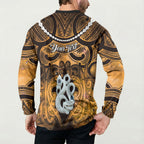 Personalised Maori Matariki Manaia Kowhai Button Sweatshirt Maori Kowhaiwhai Pattern Galaxy