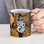 Personalised Maori Matariki Manaia Kowhai Ceramic Mug Maori Kowhaiwhai Pattern Galaxy
