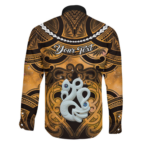 Personalised Maori Matariki Manaia Kowhai Family Matching Off Shoulder Maxi Dress and Hawaiian Shirt Maori Kowhaiwhai Pattern Galaxy