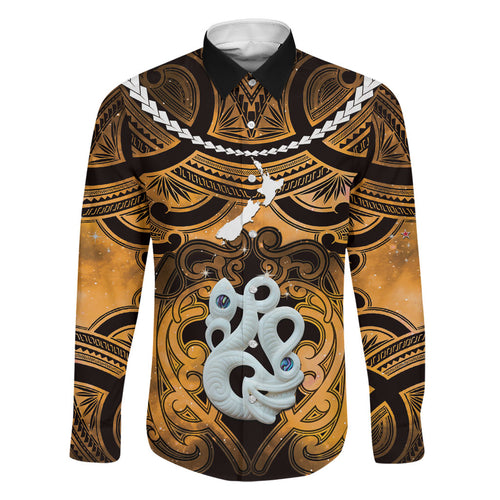 Personalised Maori Matariki Manaia Kowhai Family Matching Puletasi and Hawaiian Shirt Maori Kowhaiwhai Pattern Galaxy