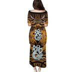 Personalised Maori Matariki Manaia Kowhai Family Matching Puletasi and Hawaiian Shirt Maori Kowhaiwhai Pattern Galaxy