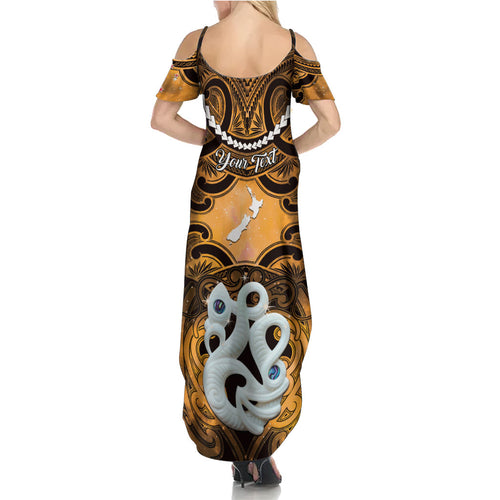 Personalised Maori Matariki Manaia Kowhai Family Matching Summer Maxi Dress and Hawaiian Shirt Maori Kowhaiwhai Pattern Galaxy