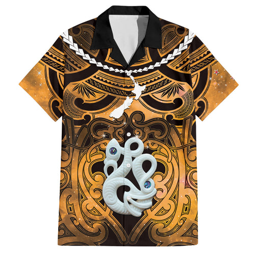 Personalised Maori Matariki Manaia Kowhai Hawaiian Shirt Maori Kowhaiwhai Pattern Galaxy